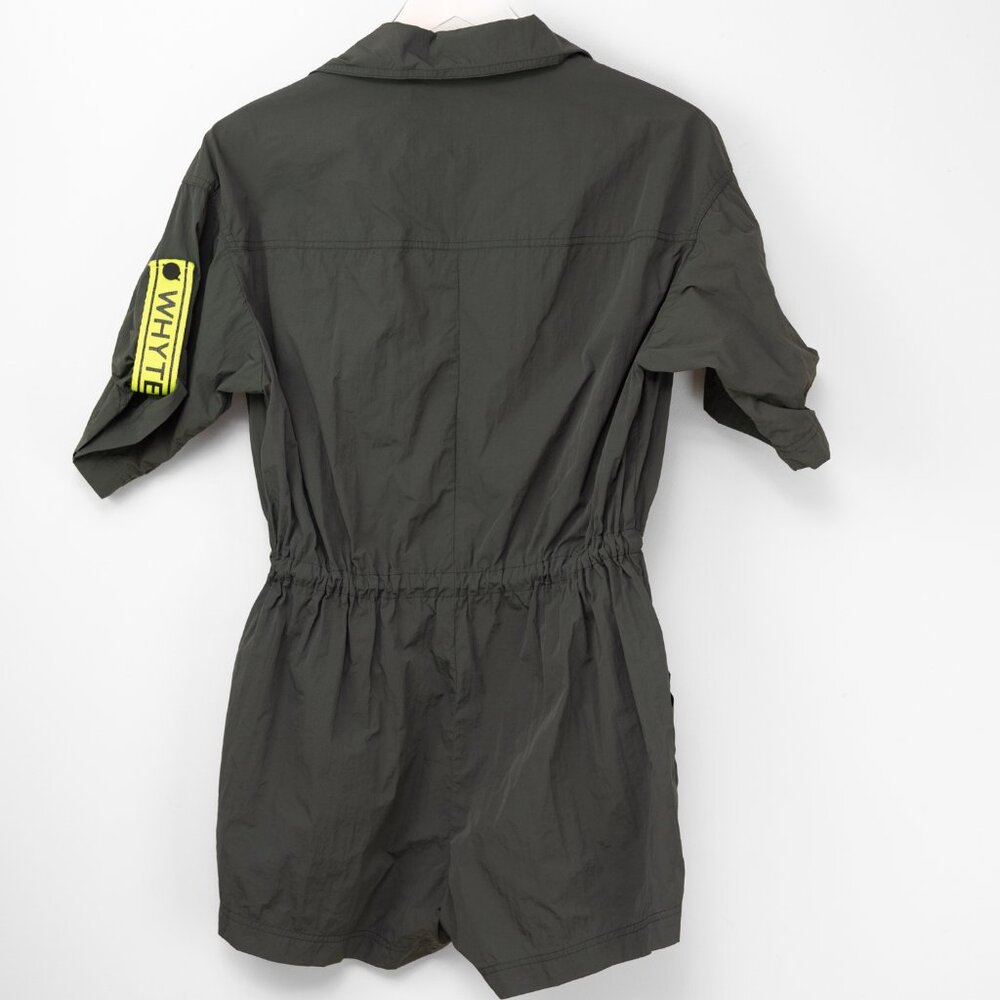 Whyte Studio Turbo Romper Utility Zip Up Nylon Army Neon Green Size Small - Picture 3 of 9